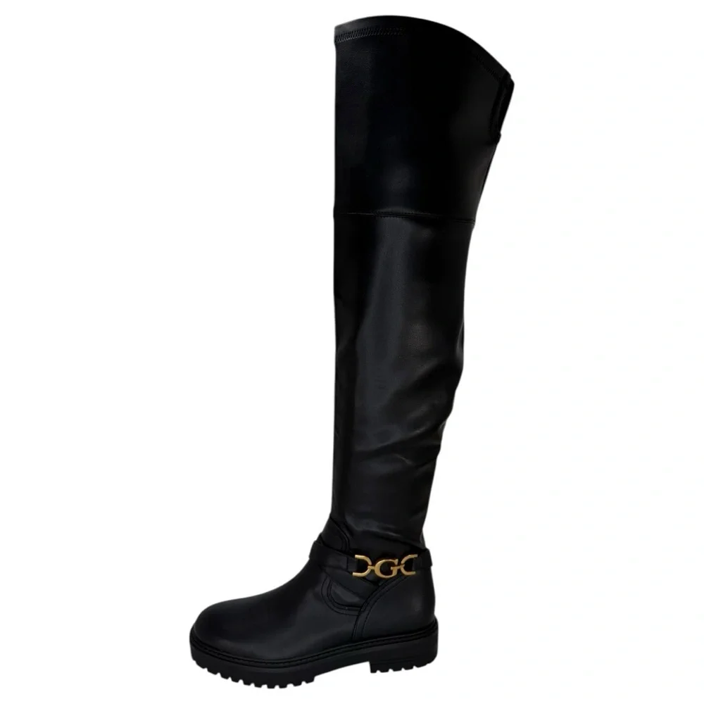 Guess Jellio Black Faux Leather OTK Womens Boots Size 9M